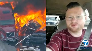 Dashcam video shows semi truck speeding before fiery Colorado crash that killed 4 I ABC7 [upl. by Sharpe270]