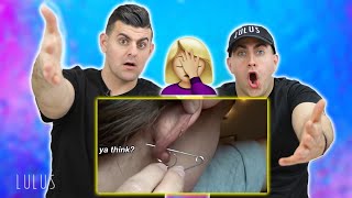 Reacting To At Home Ear Piercing With Safety Pin 🤦‍♀️STOP [upl. by Htnnek553]