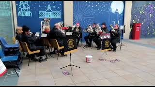 Part of Morecambe Brass Band Playing in St Nics Arcade Lancaster 2 12 23 [upl. by Nayt]