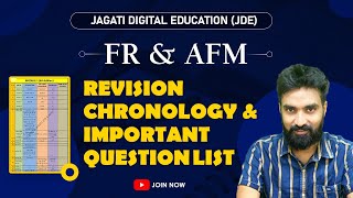 FR amp AFM Revision Chronology Revision videos amp Imp Question List  CA Final [upl. by Brenan]