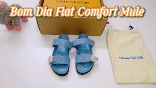 LOUIS VUITTON SANDALS BOM DIA FLAT MULES REVIEW  2024 [upl. by Johnson]