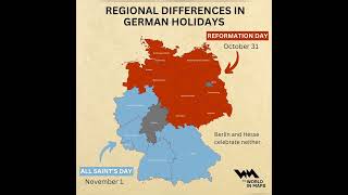 Regional Differences in German Holidays map germany difference holiday youtubeshorts [upl. by Thetos]