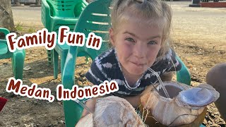 Fun and busy day around Medan Indonesia Expat family explores [upl. by Anev]