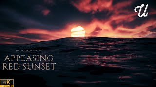 🌅 APPEASING RED BEAUTIFUL SUNSET AT SEA  Sunset Music 4k Full HD [upl. by Garling]