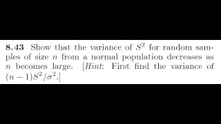 Sampling Distribution of Variance with the help of Chi Square Distribution [upl. by Norabal]