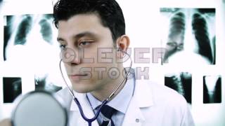 Male Doctor Using Stethoscope Good News Thumbs Up  Stock Footage [upl. by Keldon293]