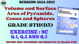 Ex 9C Q 1 Q 2 and Q 3  Class 8  Math d3  Volume and Surface Area of Spheres [upl. by Mikael]