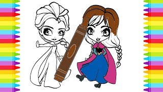 Colouring Disney Frozen Elsa and Anna Coloring Pages For kids Learning Colors frozen coloring pages [upl. by Isewk859]