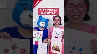 Thử thách vẽ KHÔNG BÚT vs CÓ BÚT  Vẽ CINNAMOROLL bằng GIẤY XỐP lengkalengkeng shorts [upl. by Levine788]