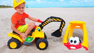 Vlad and Niki had a Fun Day on the Beach Plying with Mom and Sand [upl. by Newhall442]