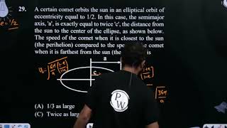 A certain comet orbits the sun in an elliptical orbit of eccentricity equal to 12 In this case [upl. by Yerg838]