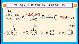 OQV NO – 326 Reaction of PhNO2 first with SnHCl then with NaNO2HCl and then with KI [upl. by Yllus]