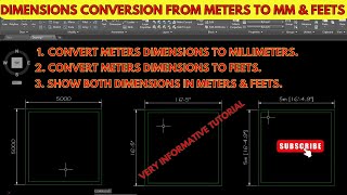 Convert Dimensions From Meters To Millimetres in AutoCAD [upl. by Avlem]