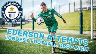 Ederson Longest Football Drop Kick  Guinness World Records [upl. by Nodnelg]