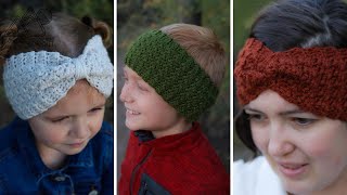 CROCHET Easy Ear warmer in 4 Styles Step by step crochet pattern by Winding Road Crochet [upl. by Aleahpar]