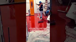 Applying Polyurethane Floor Coating Ucrete Red foryou trending viral reels video subscribe [upl. by Baggs]