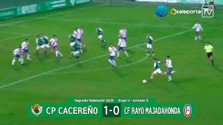 Resumen CP Cacereño  CF Rayo Majadahonda Segunda Federación GrV 2425 [upl. by Ruosnam590]