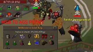 MSB TO AGS PKING ON A MAX MED LVL IN PVP WORLD  OSRS [upl. by Arahsak]