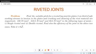 Riveted Joints 11 Design of Riveted joint Numerical Problem [upl. by Otaner266]