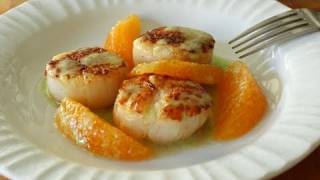 Food Wishes Recipes  Seared Scallops with Jalapeno Vinaigrette and Orange Supremes [upl. by Brander]