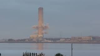 Longannet Chimney demolition from Boness 4K [upl. by Ardeen566]