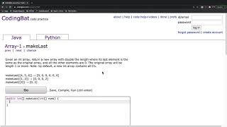 CodingBat Array 1 makeLast [upl. by Erminna]