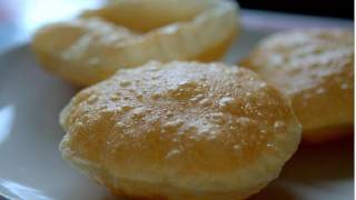 How to make Puff Puris Pooris  Indian Bread Recipe Video by Bhavna [upl. by Abbe158]