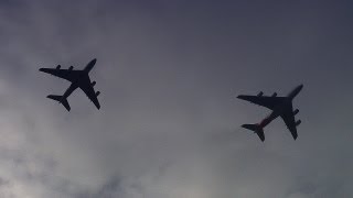 A380 Qantas and Emirates two plane flyby over Sydney [upl. by Dranyl]