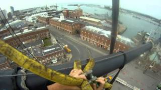 Removal of HMS Victory fore topgallant yard  above the ship [upl. by Puna]