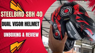 Steelbird SBH40  Dual Visor Helmet Full Face Aeronautics Helmet Review and unboxing  review [upl. by Nathalia]