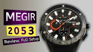 MEGIR 2053 CHRONOGRAPH WATCH  UNBOXING REVIEW FULL SETUP [upl. by Taite378]