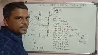 Cnc taper turning Program  step turning program  cnc programming tutorial  cnc tutorial vmc [upl. by Fasa]