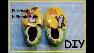 Leder Puschen für BabyKind Nähanleitung DIY Tutorial [upl. by Kosak]