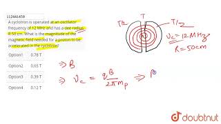 A cyclotron is operated at an oscillator frequency of 12 MHz and has a dee radius R 50 cm What [upl. by Anauqat]