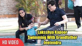 Tusshar Kapoor Son Laksshya Kapoor Swimming With Grandfather Jeetendra [upl. by Rosette]