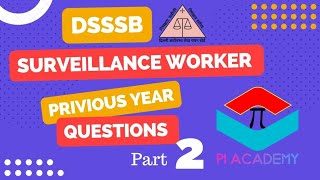 DSSSB  Surveillance Worker  Previous year Questions part 2  Sanitary Inspector recruitment [upl. by Luba]