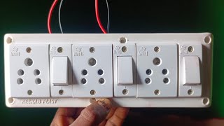 How to give connection to 3 pin socket  3 Switch wala board ka wiring kaise karen✅✅ [upl. by Amihsat]