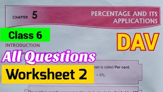 DAV class 6 Maths Chapter 5 Worksheet 2  Percentage and Its Applications [upl. by Alehtse]