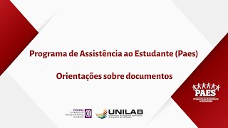 Programa de Assistência ao Estudante Paes Orientações sobre Documentos [upl. by Ilanos]