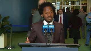 Ishmael Beah UNICEF Advocate  Press Briefing 24 April 2018 [upl. by Aleen]