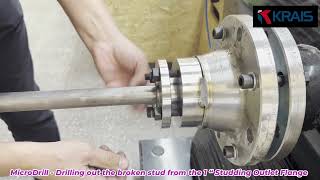 MicroDrill How to remove the broken stud from the Studding Outlet Flange inside or outside vessels [upl. by Juni458]