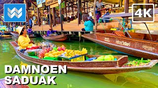 4K DAMNOEN SADUAK  The Largest Floating Market in Thailand 🇹🇭 Boat Ride Tour Vlog amp Travel Guide [upl. by Abbe]