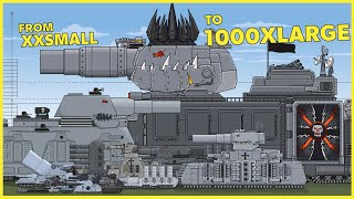 Tank Size Comparison from XXS to 1000XLarge  Cartoons about tanks [upl. by Adnolohs]