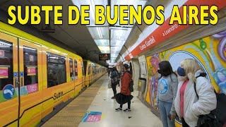 4K Buenos Aires Metro Ride  Viajando en el Subte de Buenos Aires Linea B  Galería Obelisco Sur [upl. by Quin728]