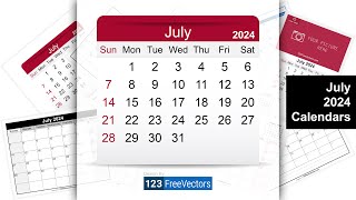 July 2024 Calendar  123FreeVectors [upl. by Mossolb471]