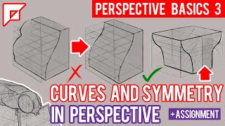 PERSPECTIVE How to draw ROUND or CURVED planes and SYMMETRICAL objects [upl. by Nnaer]