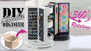 DIY ROTATING JEWELLERY ORGANIZER ADORABLE IDEA  Cute Organizer Tutorial [upl. by Nawad12]