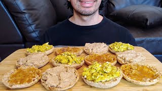 CRUNCHY ENGLISH MUFFIN BREAKFAST WITH EGGS PORK PATE AND CIRTUS JELLLY ASMR EATING SHOW MUKBANG [upl. by Einatsed]