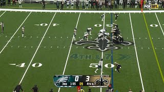 Saints blocked punt vs Eagles sets NOLA up with fresh drive in PHI territory [upl. by Haiacim]