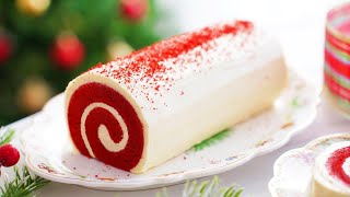 크리스마스에는 레드벨벳 롤 케이크죠 🎄 너무 맛있어요 😋  Christmas Red Velvet Roll Cake Recipe [upl. by Voltz136]